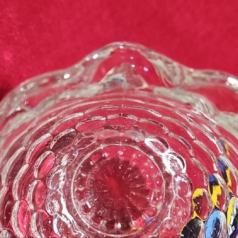 Vintage Anchor Hocking Clear Glass Bubble Creamer and Open Sugar Bowl Set of 2